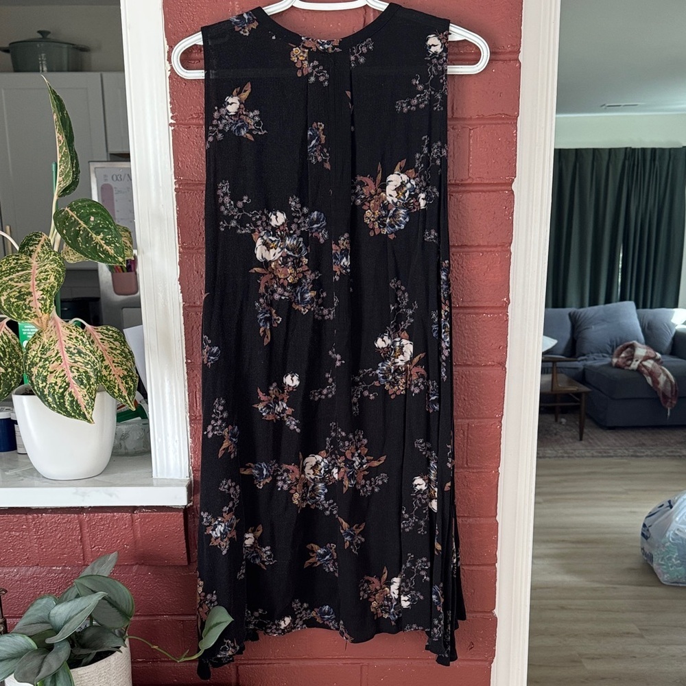 Free People Black Floral Sleeveless Swing Mini Dress Amall - Picture 8 of 8